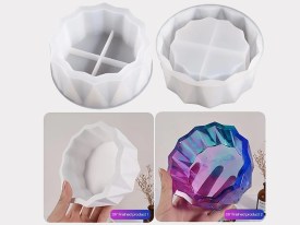 Molde silicona maceta facetada grande 